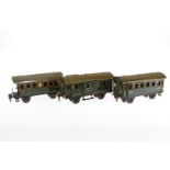 3 Märklin Spur-0-Wagen 1731, 1727 und 1728, CL, LS, L 18,5, Z 3