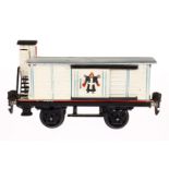 Märklin Münchner Kindl Bierwagen 1988, Spur 0, HL, mit BRHh und 2 ST, meist rest., L 16,5, Z 3