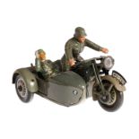 Tipp & Co. Motorrad mit Beiwagen Nr. 701, CL, Uhrwerk intakt, Beiwagenfahrer ersetzt, L 12, Z 2