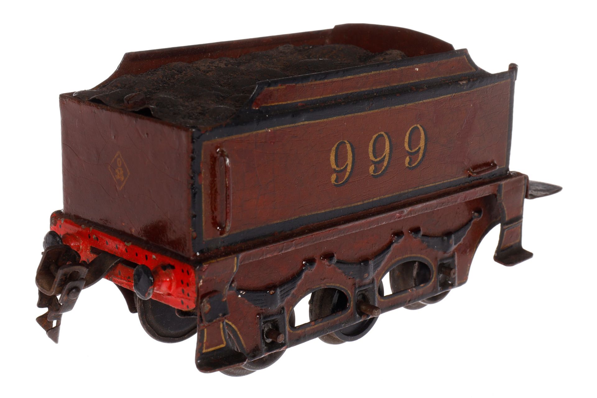 Märklin engl. 2-B Dampflok E 1020 MR, Spur 0, rotbraun/schwarz, mit Tender ”999” und 2 imit. - Bild 6 aus 6