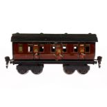 Märklin engl. Abteilwagen 2873 LMS, Spur 0, CL, mit 6 AT, tw nachlackiert, LS, L 19,5, Z 4