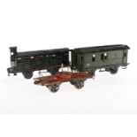 3 Märklin Wagen, Spur 1, HL, NV und ÜL, L 19,5 und 24, Z 4