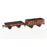 2 Märklin Güterwagen 1764 und 1765, Spur 0, CL, LS und gealterter Lack, L 16,5, sonst noch Z 2-3