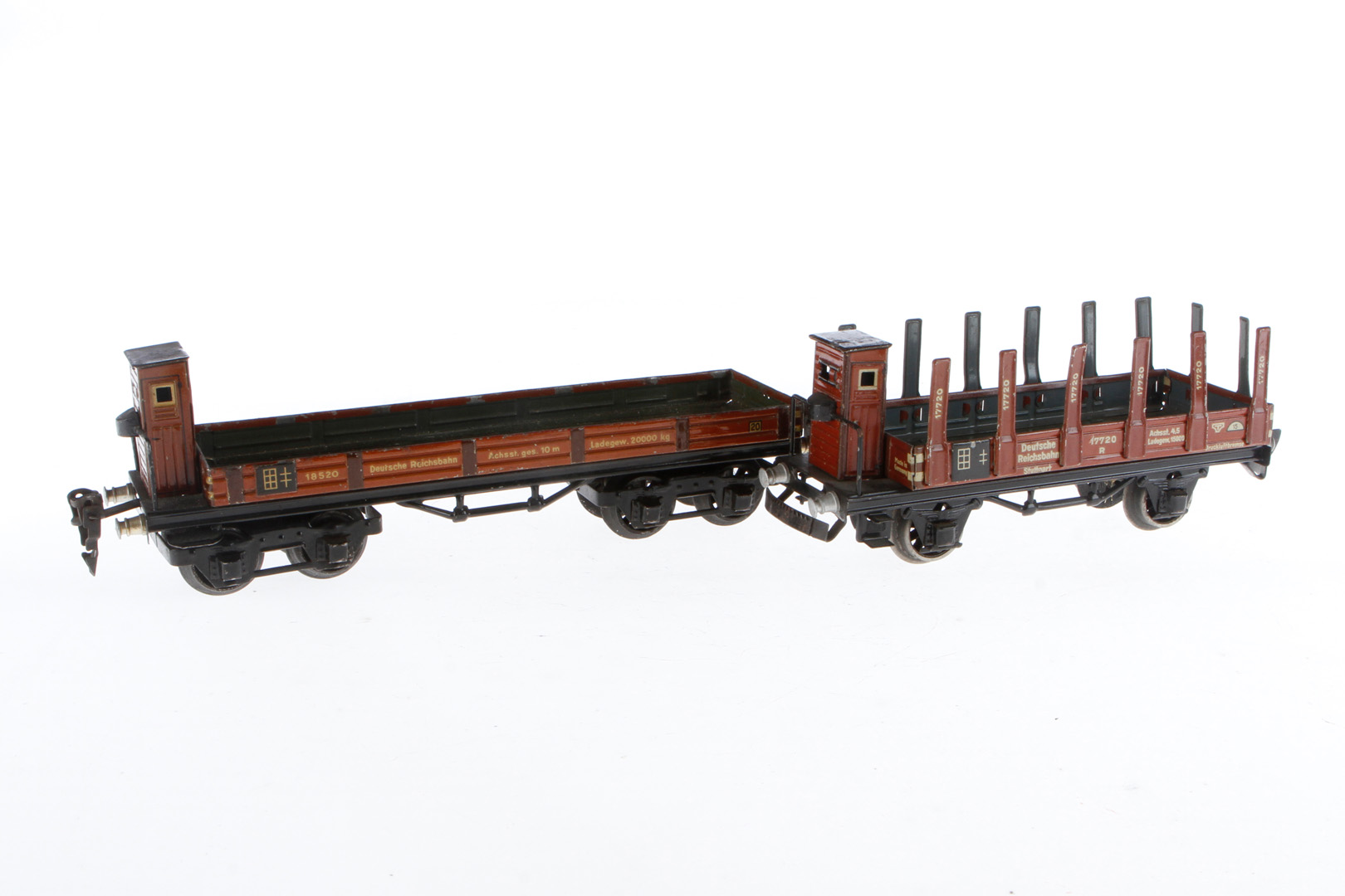 2 Märklin Güterwagen 1772 und 1853, Spur 0, CL, je mit BRH, 1 mit automat. Kupplung, NV, LS, L 18,
