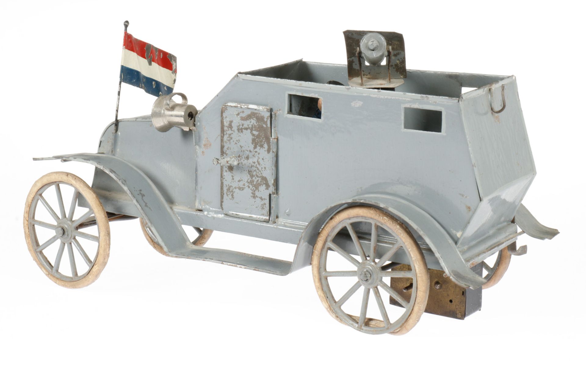 Pinard Militärwagen mit MG und Fahrerfigur, uralt, HL, gummibereift, intakt, mit Bremse, - Image 2 of 5