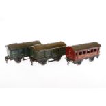 3 Märklin Spur-0-Wagen, 2x 1726 und Speisewagen, CL, LS, L 16,5, Z 3