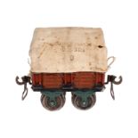 Märklin Planewagen 1810, Spur 0, uralt, HL, mit ersetzten Rungen, alte Stoffplane, tw rissig, breite