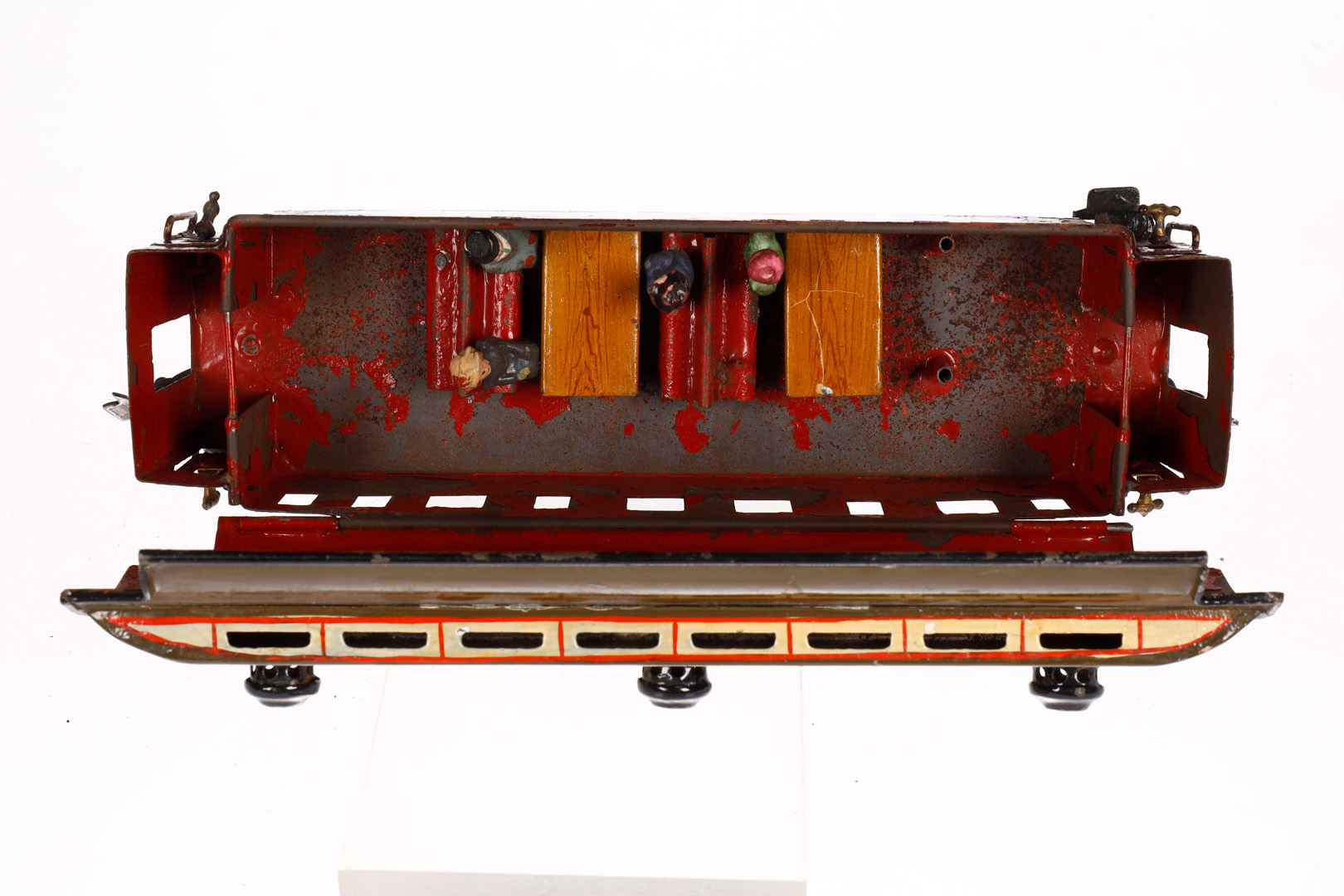 Carette Personenwagen, Spur 0, uralt, HL, mit Inneneinrichtung, 4 Sitzfiguren, 1 Tisch fehlt, - Image 4 of 5