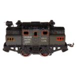 Bing amerikanische B E-Lok 2831 ”CPR”, Spur 0, elektr., Guss, HL, Dach an Oberseite tw nachlackiert,