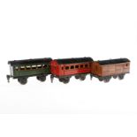 3 Märklin Wagen 1721 und 1722, Spur 0, CL, LS, L 14,5, Z 3