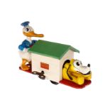 Lionel Donald Duck Handcar mit Hundehütte, Spur 0, Uhrwerk intakt, HL, L 27, Z 2