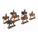 7 Lineol Miniatur-Soldaten zu Pferd, Masse, HL, LS, Z 3