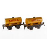 2 Märklin Shell Kesselwagen 1973, Spur 0, HL, Schwarzbereiche tw nachlackiert, LS, L 13, Z 3