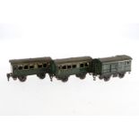 3 Märklin Wagen 1725 und 1726, Spur 0, CL, LS, L 16,5, Z 4