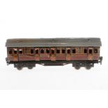 Märklin engl. Abteilwagen 2875 LMS, Spur 0, CL, mit 10 AT, Radsätze ergänzt, Dach ÜL, L 30,5, Z 4