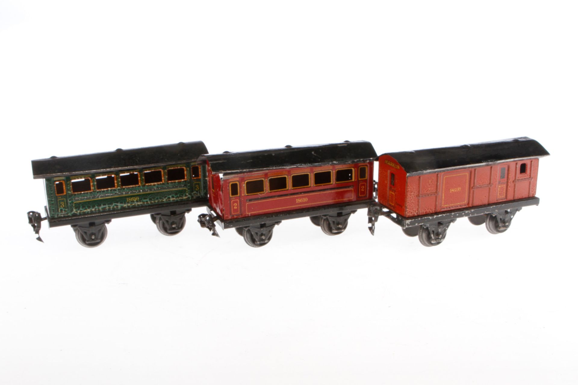 3 Märklin Wagen 1861 und 1862, Spur 0, CL, L 14,5, Z 4