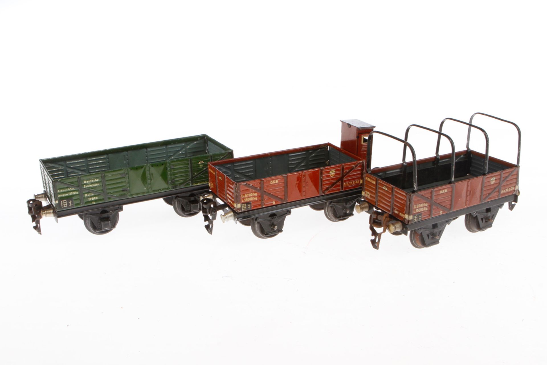 3 Märklin Güterwagen, Spur 0, CL, L 14,5, Z 2