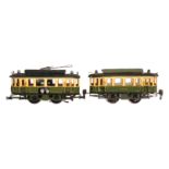 Märklin Straßenbahn-Motorwagen mit Anhänger 3070/3072, Spur 0, grün/creme HL, 1 el. bel.