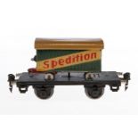 Märklin Plattformwagen 1706, Spur 0, HL, mit Speditionswagen, Plattformwagen tw rest., LS, L 16,5, Z