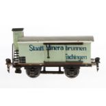 Märklin Mineralwasserwagen 1997, Spur 0, HL, mit BRHh und 2 ST, LS und gealterter Lack, L 16,5, Z 3