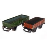 2 Märklin Güterwagen, Spur 0, CL, mit automat. Kupplungen, L 13 und 16,5, Z 4