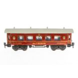 Bing Mitropa Speisewagen 10571, Spur 0, rot, mit Inneneinrichtung, 4 AT und Gussrädern,