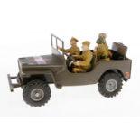 Arnold Jeep, ÜL, Uhrwerk intakt, mit 4 Soldaten, L 16, Z 4