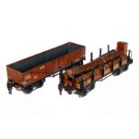 2 Märklin Güterwagen 1849 und 1852, Spur 0, CL, LS und gealterter Lack, L 24,5, Z 3