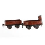 2 Märklin Güterwagen, Spur 0, HL, LS tw ausgeb., gealterter Lack, L 13, Z 3