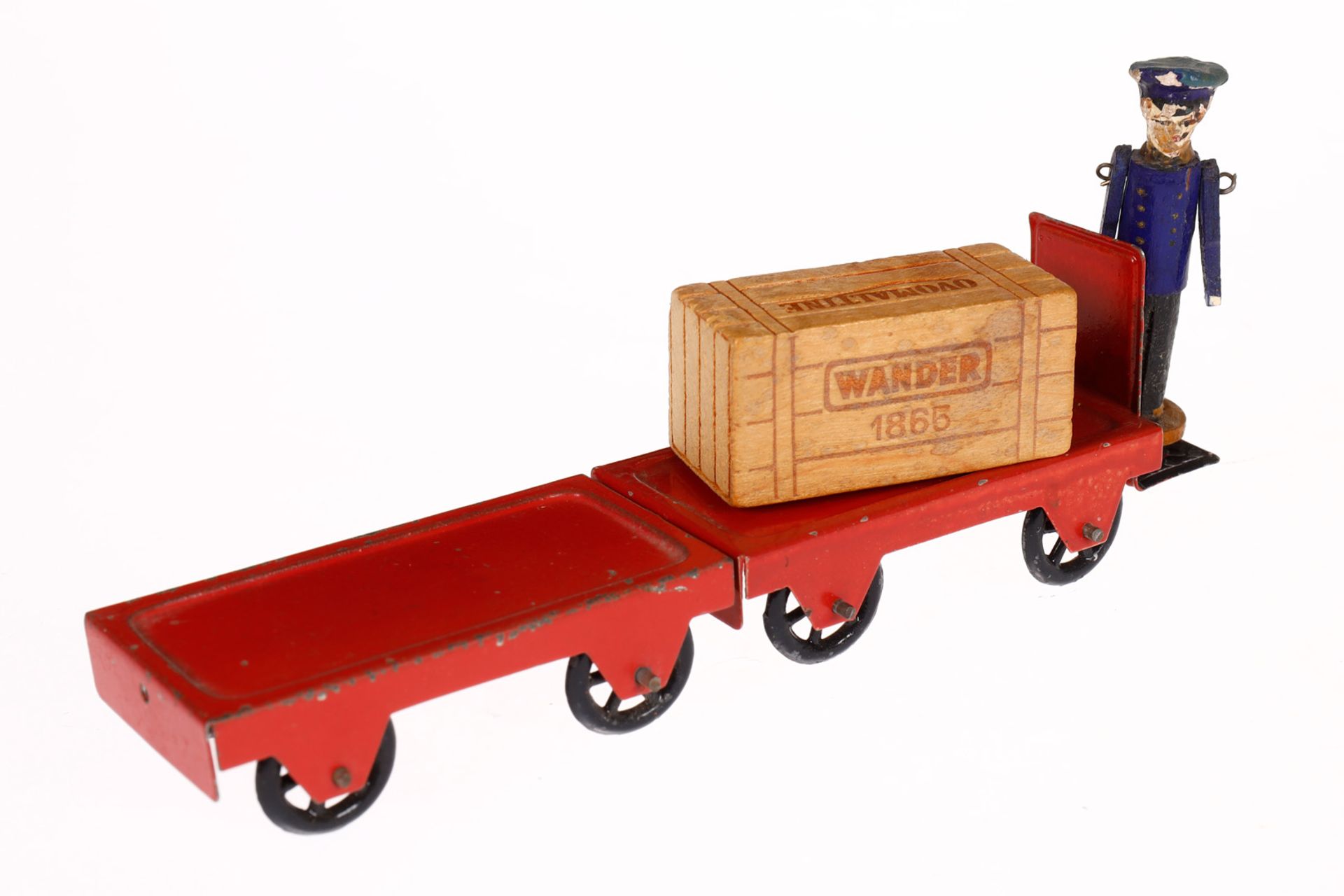 Märklin Gepäckkarre mit Anhänger, HL, dazu Kiste und Figur, LS, Z 3