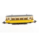 Hamo Straßenbahn-Anhänger 252, Spur H0, creme/gelb, mit schwarzen Linien, LS und Alterungsspuren,