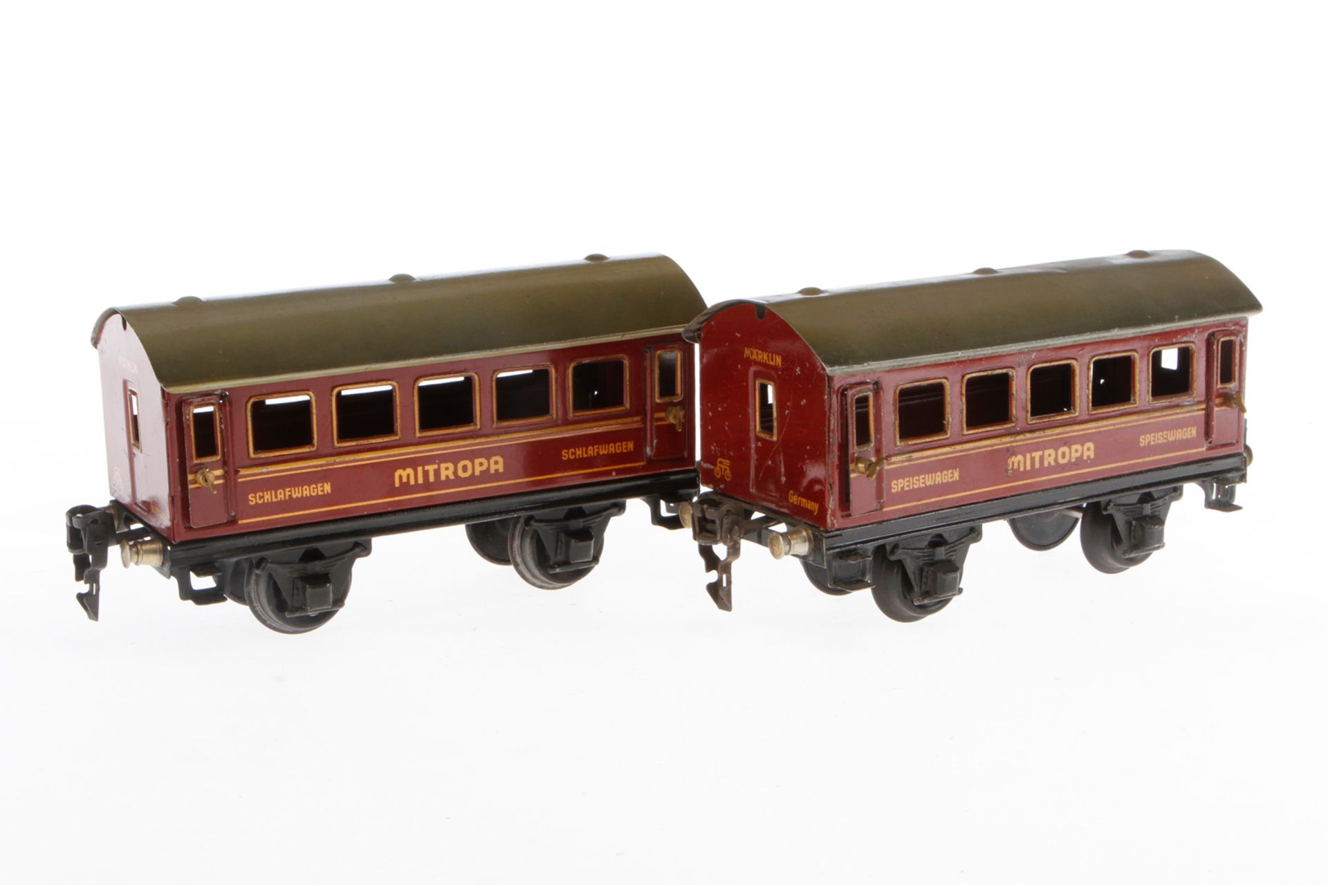 2 Märklin Mitropa Wagen 1725, Spur 0, CL, mit 4 AT, LS, L 16,5, Z 3