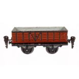 Märklin offener Güterwagen, Spur 0, uralt, HL, LS und gealterter Lack, L 13, Z 3