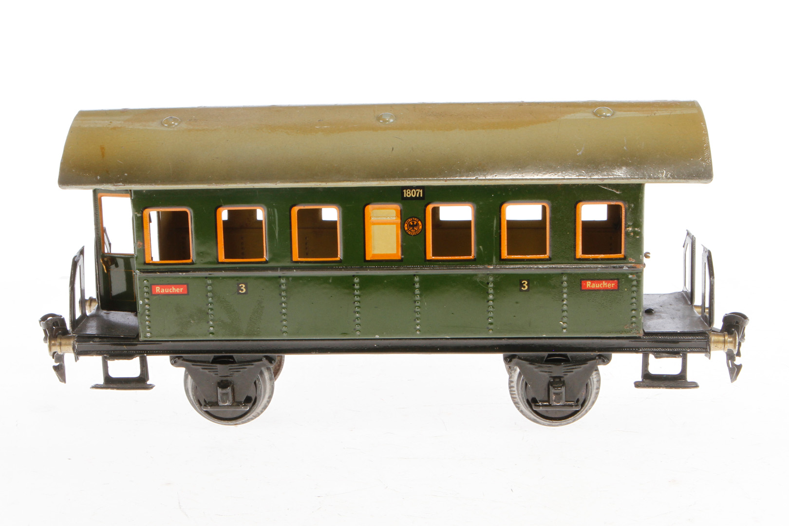 Märklin Personenwagen 1807, Spur 1, CL, mit 2 AT, LS und gealterter Lack, L 27, Z 3