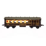 Hornby Pullmanwagen ”Verona”, Spur 0, creme/braun, mit 4 AT und 2 DT, Dach rest., LS tw ausgeb., L