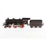 Märklin 2-B Dampflok, Spur 1, elektr., umgebaut, schwarz, mit Tender und 2 el. bel. Stirnlampen,