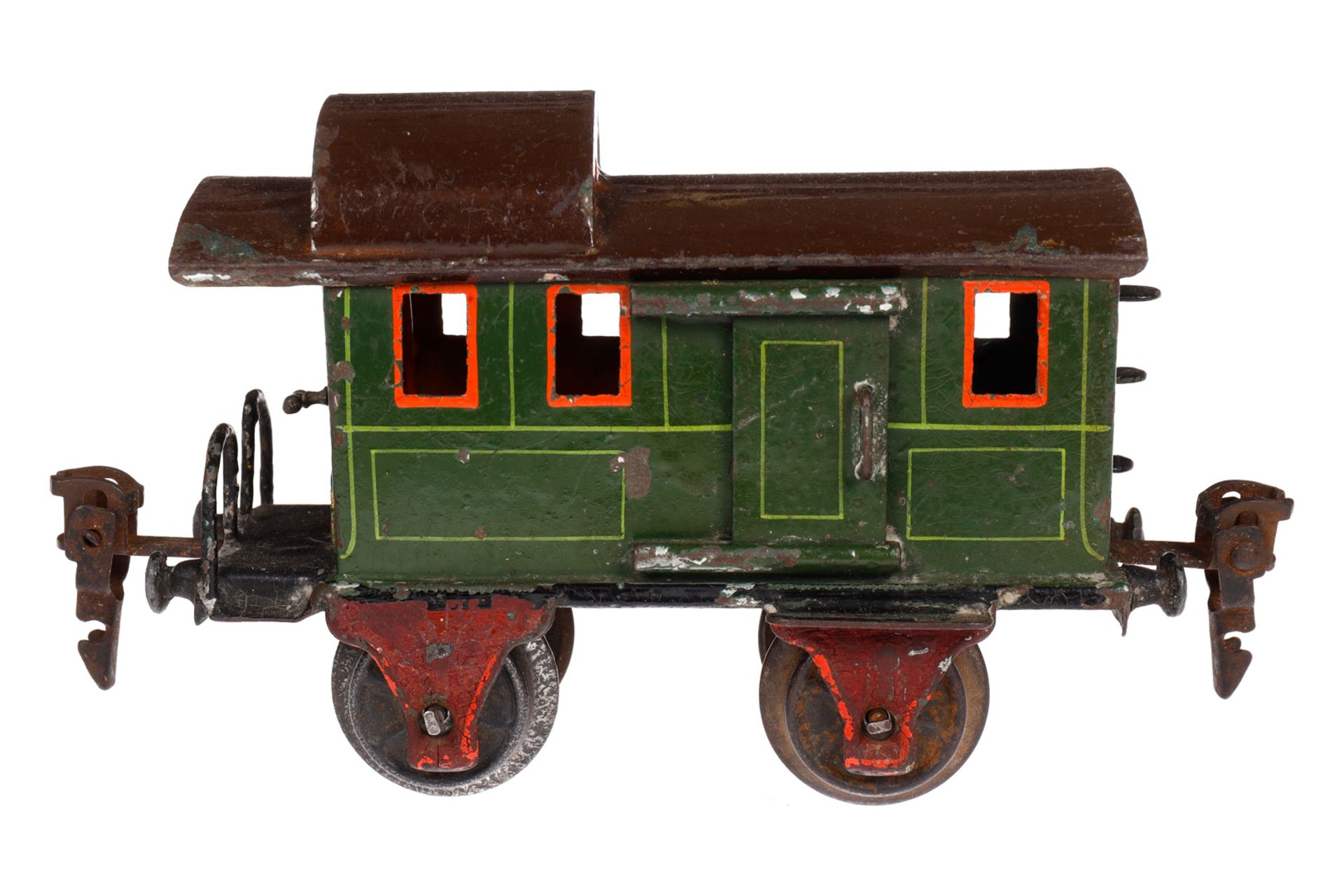 Märklin Gepäckwagen 1836, Spur 0, uralt, HL, mit Inneneinrichtung, 1 AT, 2 ST, Ola, Alterungs- und