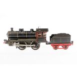 Märklin B-Dampflok, Spur 1, Uhrwerk intakt, mit Tender, ÜL, Z 4