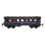 Märklin internationaler Speisewagen 1846 G, Spur 0, blau HL, 4 AT, 4A-Gussräder, mit