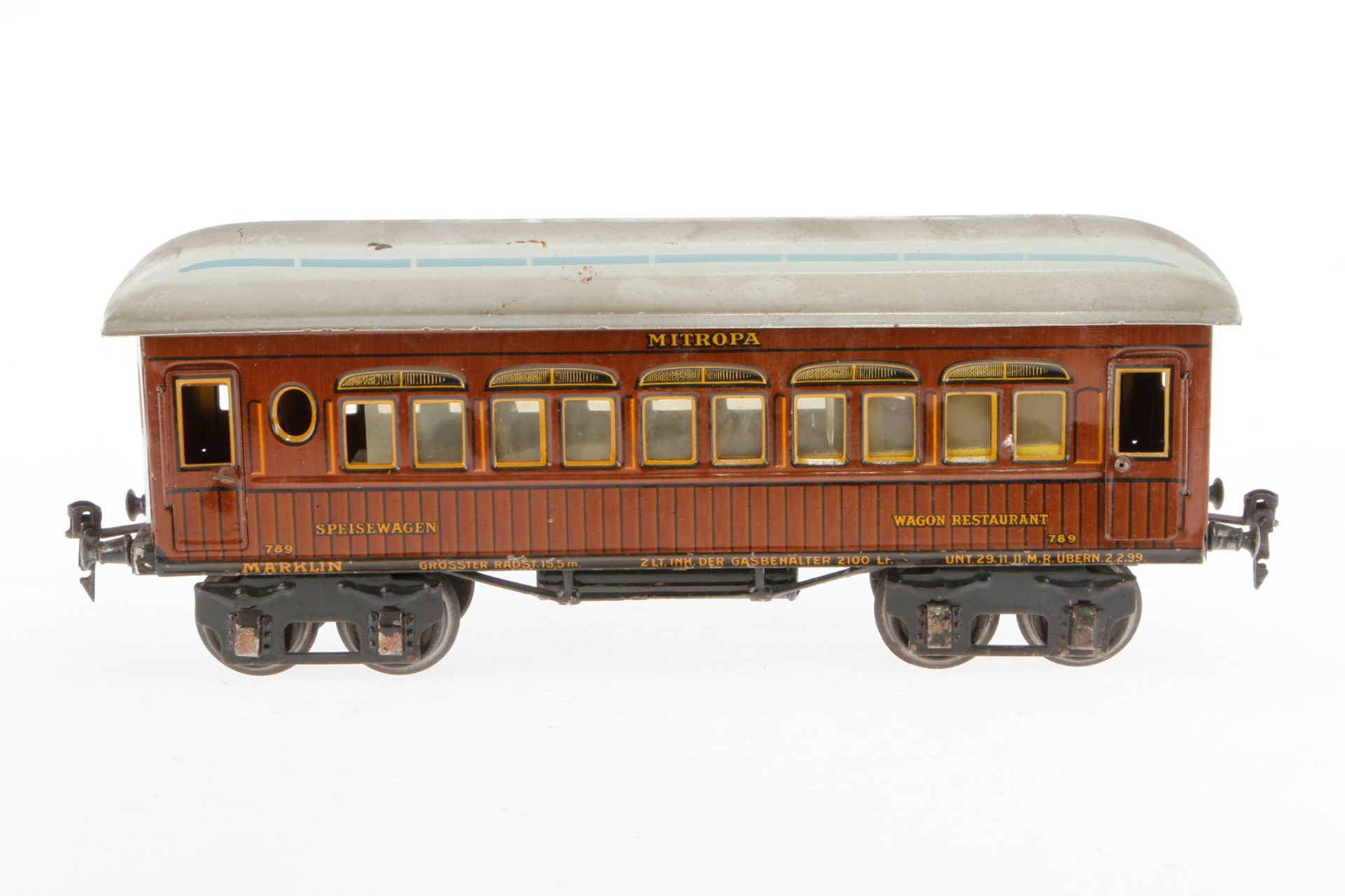 Märklin Mitropa Speisewagen 1888, Spur 1, CL, mit Inneneinrichtung und 4 AT, 1 Türgriff fehlt, LS