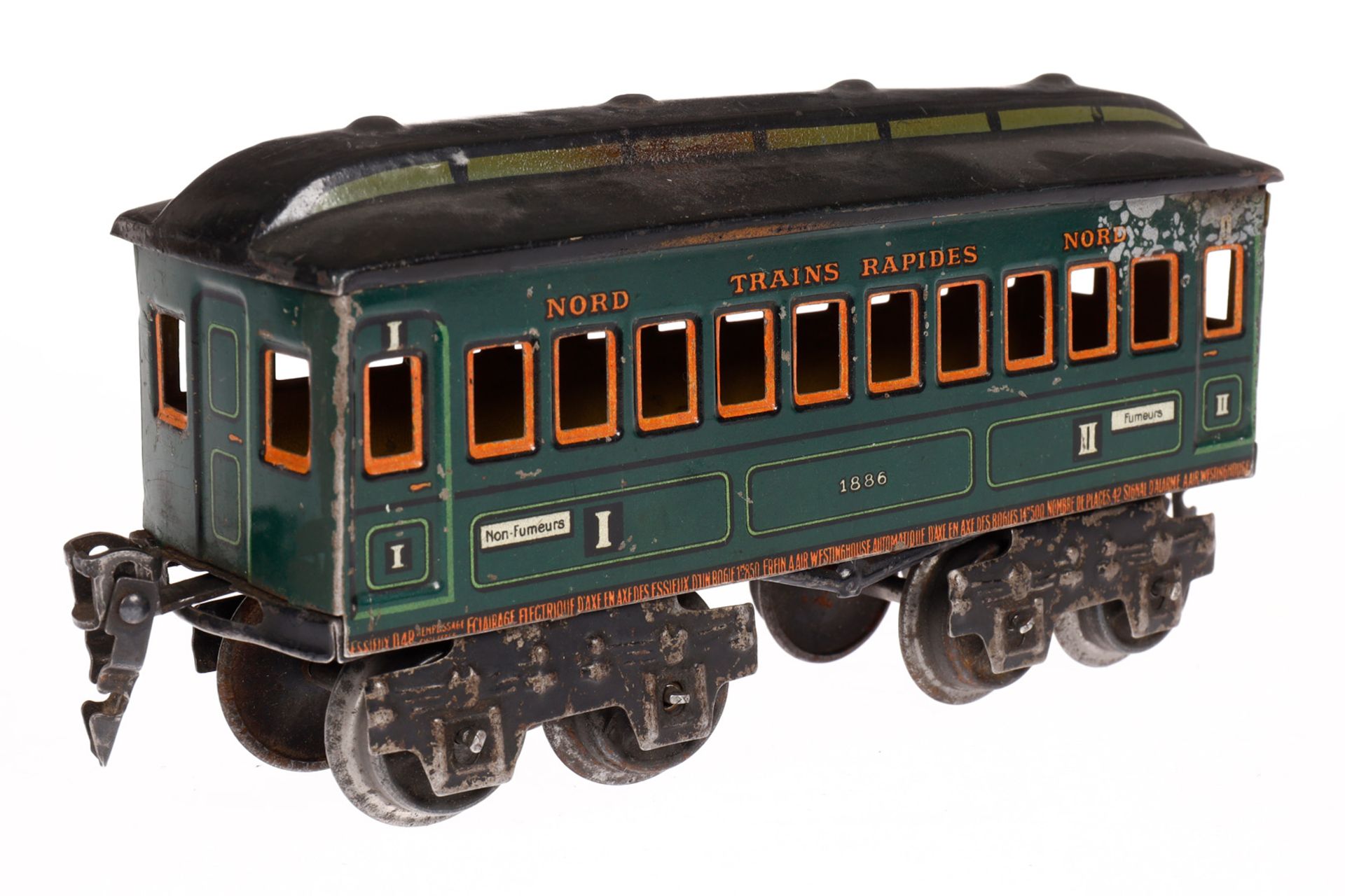 Märklin französischer Personenwagen 1886 ”Nord Trains Rapides Nord”, Spur 0, grün CL, 4A, ohne - Bild 2 aus 4