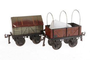 2 Bing Güterwagen, Spur 1, CL, LS, L 12, Z 4