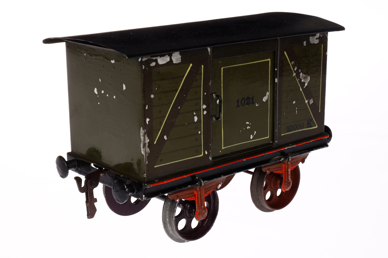 Märklin Gepäckwagen ”1021”, Spur 3, uralt, HL, 2 ST, 2A-Gussräder, LS, Dach nachlackiert, L 21, Z - Image 2 of 4