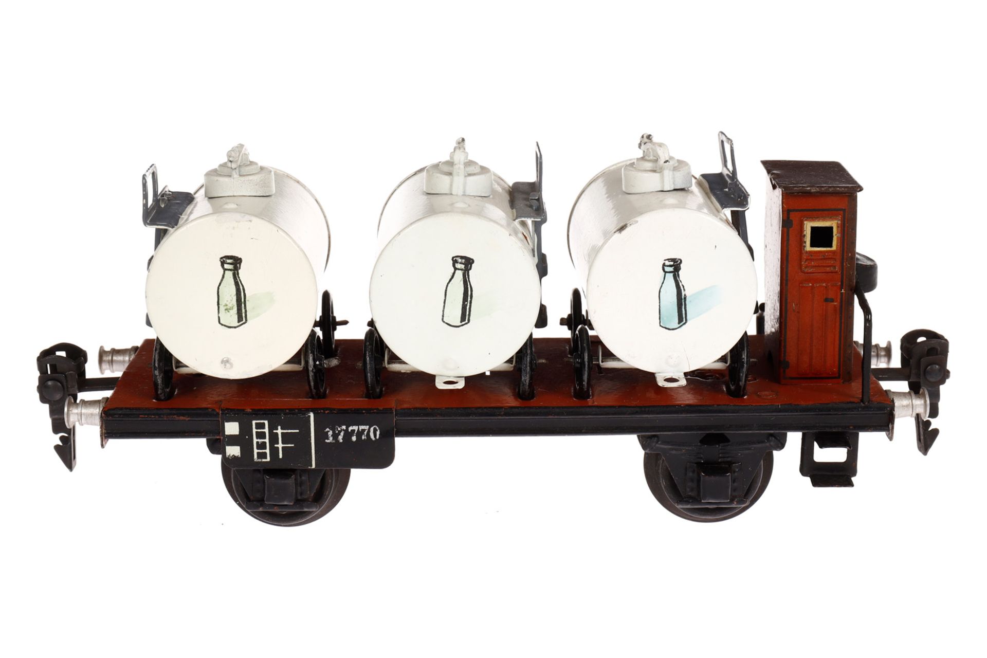 Märklin Milchtransportwagen 1777, Spur 0, HL, mit 3 Milchbehältern, leichte Gebrauchsspuren, L 18,5,