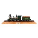 Lionel 2-B Schlepptenderlok 3 UP, Spur 0, elektr., metallic/grün, mit Tender, Sockel und Haube,