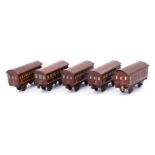 5 Bing Wagen für Tischbahn, rotbraun, L 7,5, Z 3