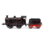 Märklin B-Dampflok 990, Spur 0, Uhrwerk intakt, schwarz, mit Tender, tw nachlackiert, LS, Z 3