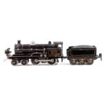 Märklin 2-B Dampflok, Spur 0, Starkstrom, schwarz, mit Tender und 1 el. bel. Stirnlampe, LS tw