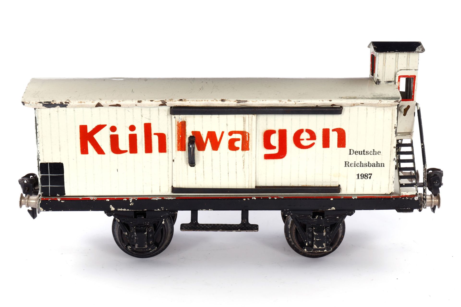 Märklin Kühlwagen 1987, Spur 1, HL, mit BRHh und 2 ST, Griffstangen tw lose, LS und gealterter Lack,