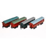 4 Merkur Personenwagen, Spur 0, tw LS, Märklin-Kupplungen, L 28,5, Z 3